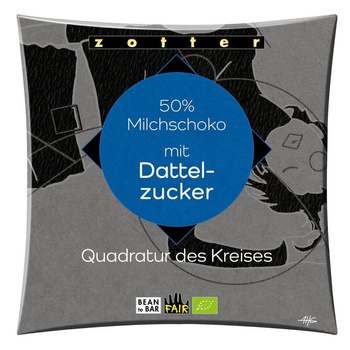 Zotter | Squaring The Circle - Mleczna Czekolada 50% z cukrem daktylowym 70g | ORGANIC - FAIR TRADE