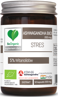ASHWAGANDHA EKSTRAKT BIO (200 mg) 50 KAPSUŁEK - BE ORGANIC