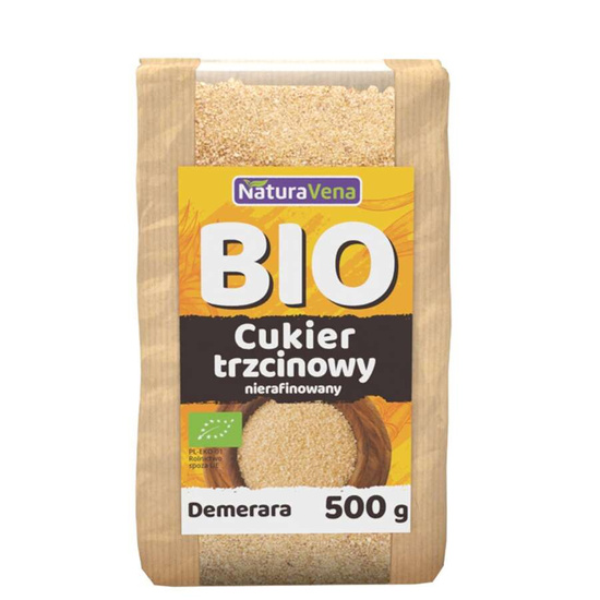 CUKIER TRZCINOWY BRĄZOWY DEMERARA BIO 500 g - NATURAVENA