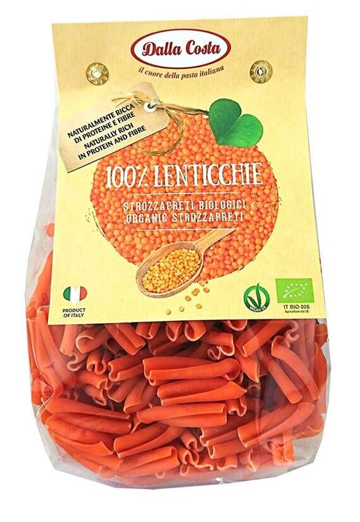 MAKARON PROTEINOWY (Z SOCZEWICY CZERWONEJ) STROZZAPRETI BEZGLUTENOWY BIO 250 g - DALLA COSTA