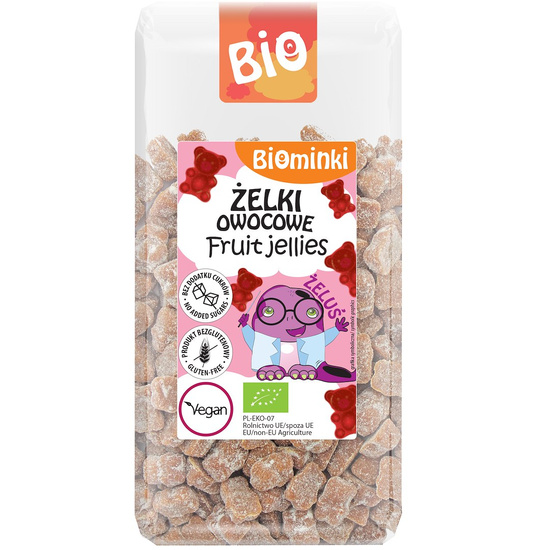 ŻELKI OWOCOWE BEZ DODATKU CUKRÓW BEZGLUTENOWE BIO 75 g - BIOMINKI
