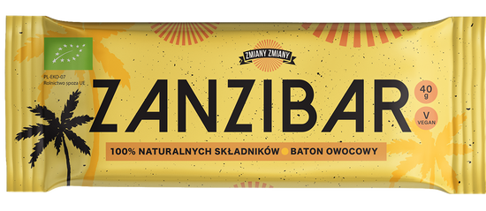 BATON OWOCOWY ZANZIBAR BEZGLUTENOWY BIO 40 g - ZMIANY ZMIANY