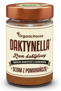 KREM KOKOSOWO - DAKTYLOWY Z SEZAMEM I POMARAŃCZĄ BEZGLUTENOWY BIO 190 g - ORGANIC HOUSE (DAKTYNELLA)