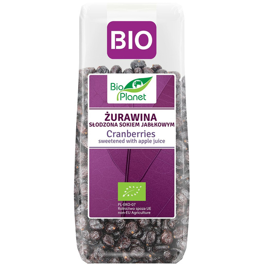 ŻURAWINA SŁODZONA SOKIEM JABŁKOWYM BIO 100 g - BIO PLANET