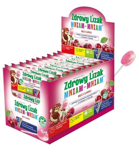 LIZAK O SMAKU MUSUJĄCEJ WIŚNI NA ODPORNOŚĆ BEZ CUKRU BEZGLUTENOWY 6 g - MNIAM MNIAM STARPHARMA