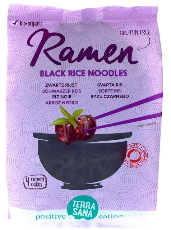 MAKARON RAMEN Z RYŻU CZARNEGO BEZGLUTENOWY BIO 280 g - TERRASANA