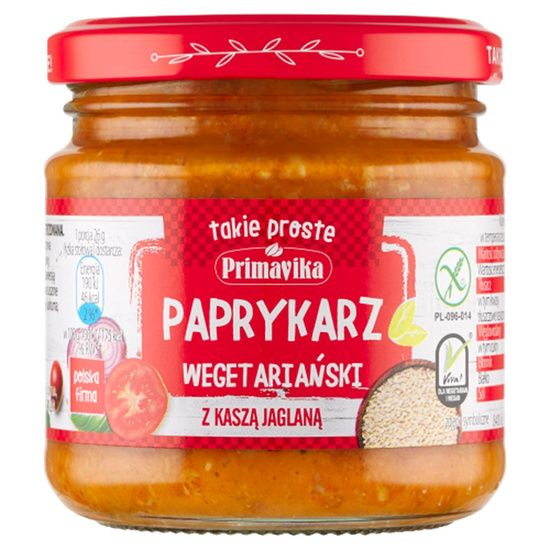 PAPRYKARZ WEGAŃSKI Z KASZĄ JAGLANĄ BEZGLUTENOWY 160 g - PRIMAVIKA