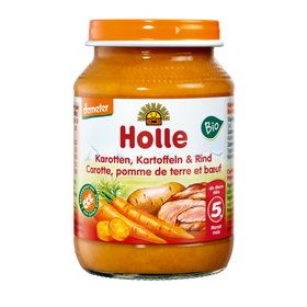 MARCHEW - ZIEMNIAK - WOŁOWINA BEZ DODATKU CUKRÓW BEZGLUTENOWE OD 5 MIESIĄCA DEMETER BIO 190 g (SŁOIK) - HOLLE