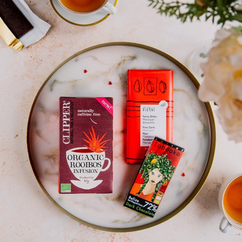 Zestaw - herbatka Clipper Rooibos, czekolada Zotter Belize, Vivani Amaretto | ORGANIC