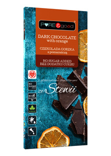 CZEKOLADA GORZKA Z POMARAŃCZĄ ZE STEWIĄ BEZ DODATKU CUKRÓW BEZGLUTENOWA 125 g - PURE&GOOD
