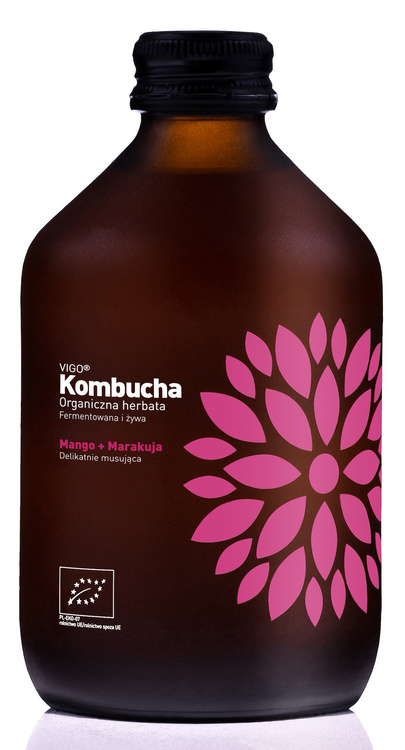 KOMBUCHA Z MANGO I MARAKUJĄ BEZGLUTENOWA BIO 330 ml - VIGO