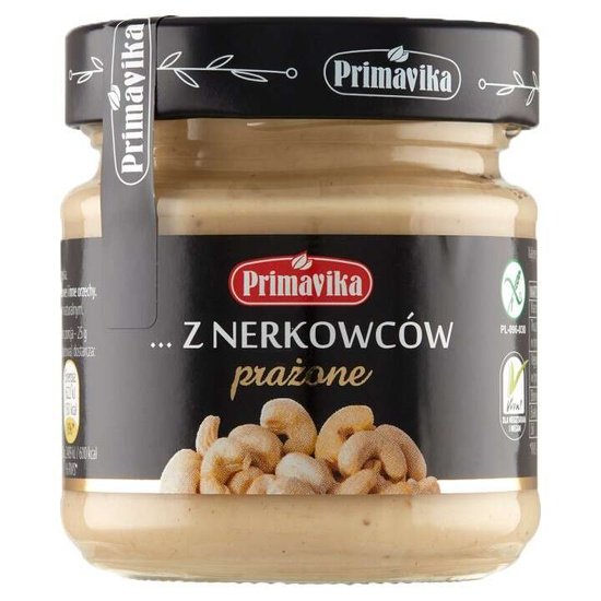 PASTA Z PRAŻONYCH ORZECHÓW NERKOWCA BEZGLUTENOWA 185 g - PRIMAVIKA