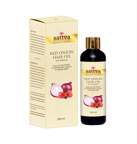 OLEJEK DO WŁOSÓW Z CZERWONEJ CEBULI Z HIBISKUSEM 200 ml - SATTVA (AYURVEDA)