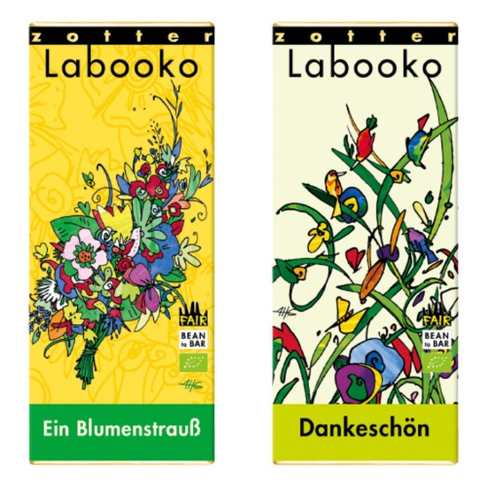 Zotter | Labooko - Zestaw 2x Czekolada specjalna  - Bouquet of Flowers, Thank you | ORGANIC - FAIR TRADE