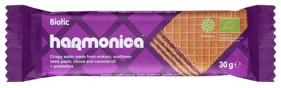 WAFELEK Z SAMOPSZY Z KREMEM MLECZNO - KAKAOWYM Z PROBIOTYKAMI BIO 30 g - HARMONICA