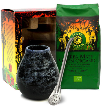 ZESTAW (YERBA MATE BIO 400 g, MATERO (LOSOWY WZÓR), BOMBILLA) - YERBA MATE GREEN ORGANIC