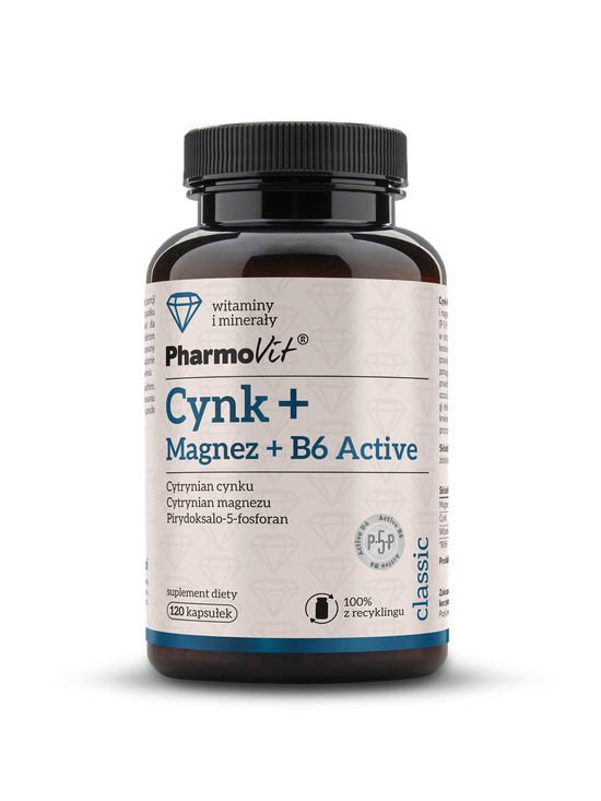CYNK + MAGNEZ + WITAMINA B6 ACTIVE BEZGLUTENOWY 120 KAPSUŁEK - PHARMOVIT (CLASSIC)