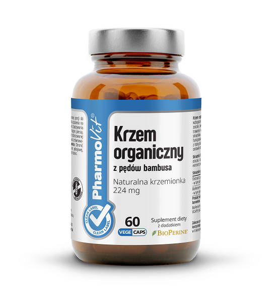 KRZEM ORGANICZNY Z PĘDÓW BAMBUSA (448 mg) BEZGLUTENOWY 60 KAPSUŁEK - PHARMOVIT (CLEAN LABEL)