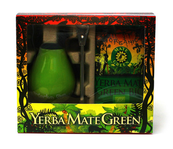 ZESTAW (YERBA MATE BIO 400 g, MATERO (LOSOWY WZÓR), BOMBILLA) - YERBA MATE GREEN ORGANIC