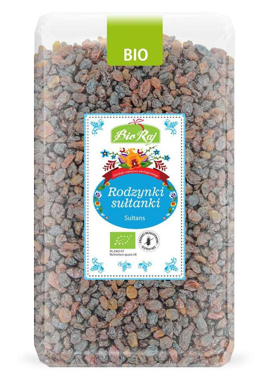 RODZYNKI SUŁTANKI BEZGLUTENOWE BIO 1 kg - BIO RAJ