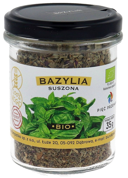 BAZYLIA SUSZONA BEZGLUTENOWA BIO 35 g - PIĘĆ PRZEMIAN