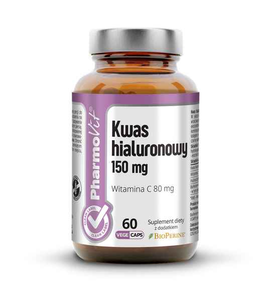 KWAS HIALURONOWY (150 mg) BEZGLUTENOWY 60 KAPSUŁEK - PHARMOVIT (CLEAN LABEL)