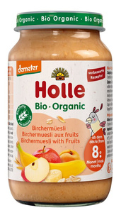 MUSLI BIRCHERA Z OWOCAMI BEZ DODATKU CUKRÓW OD 8 MIESIĄCA DEMETER BIO 220 g (SŁOIK) - HOLLE