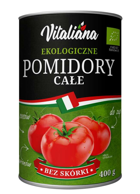 POMIDORY CAŁE BEZ SKÓRKI BIO 400 g - VITALIANA